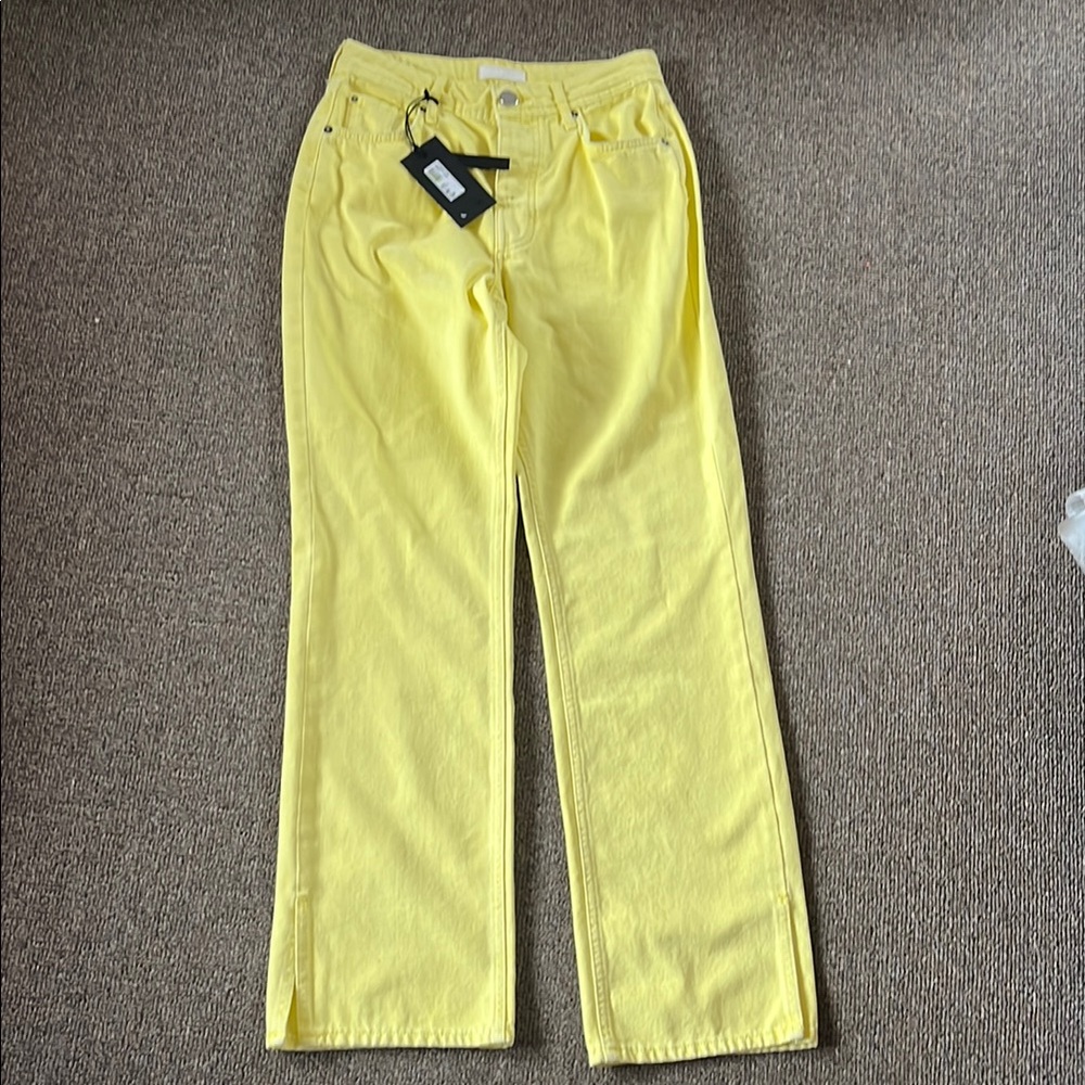 River Island Yellow Wide Leg ButtonFly Jeans